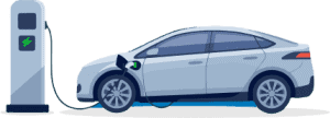 EV charging station with car