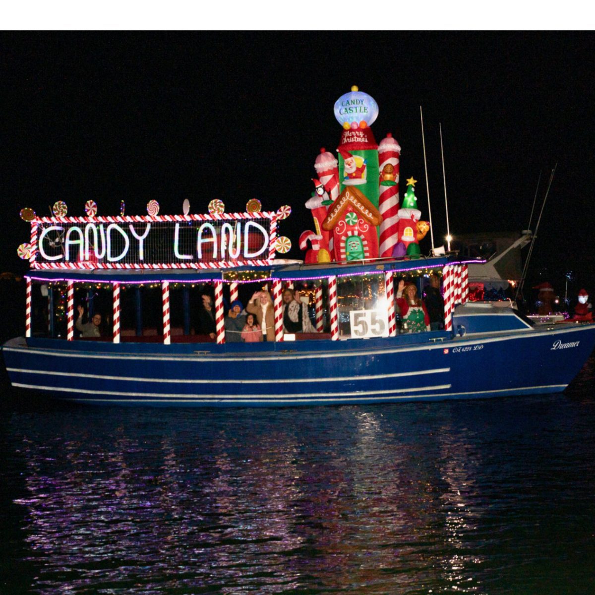 parade of lights. boats in the harbor