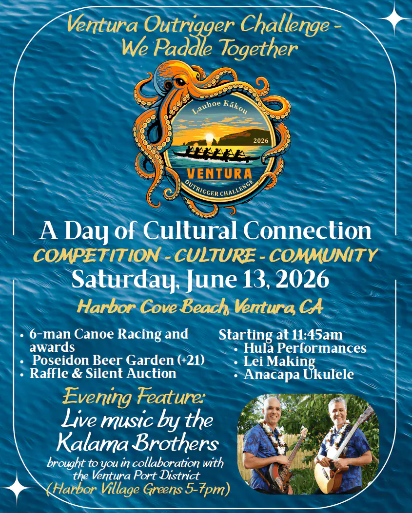 Octopus logo for Ventura Outrigger Challenge event at Ventura Harbor, June 13, 2026.