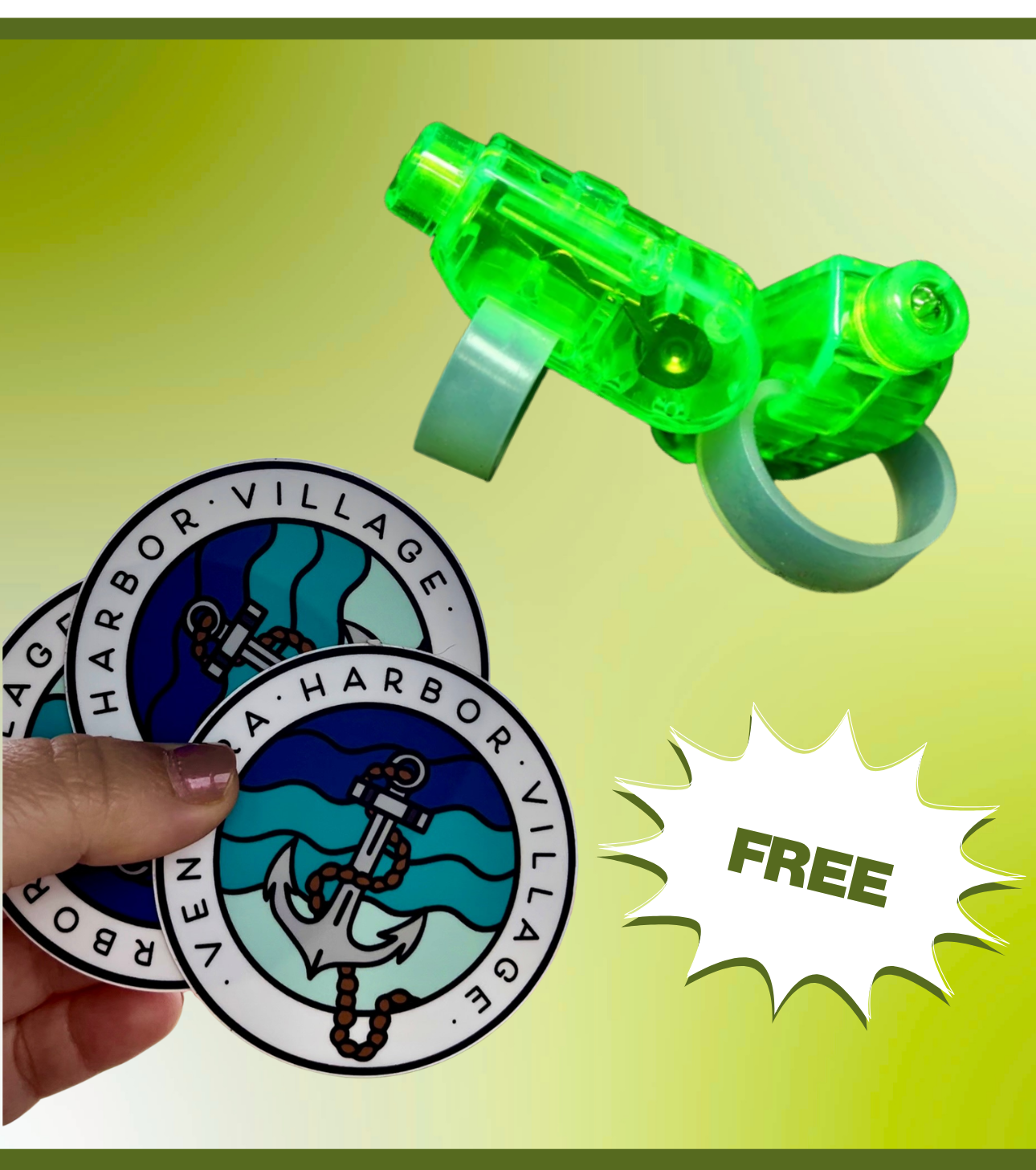 green lights and ventura harbor stickers - giveaways