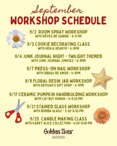 September Workshops at Golden Hour Goods