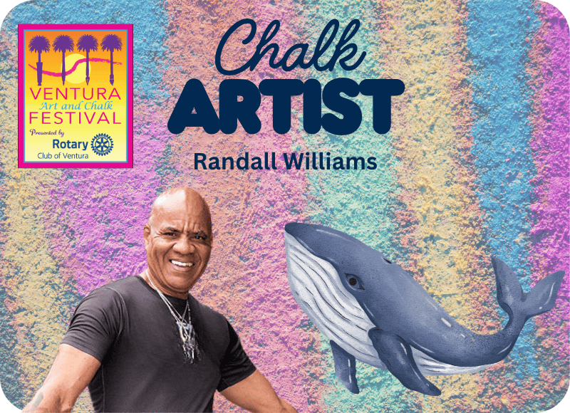 Chalk art by Randall Williams at Ventura Harbor Village Festival with whale illustration.