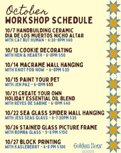 Golden Hour Goods October Workshops